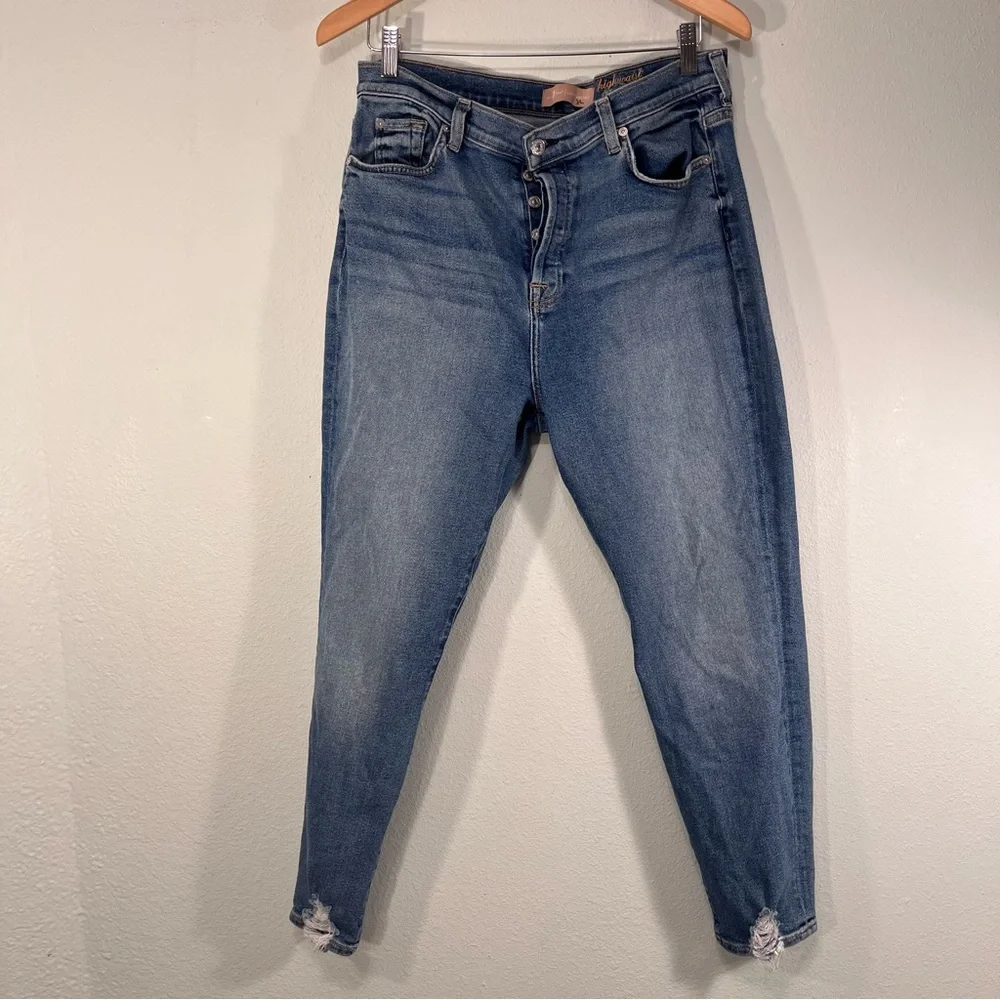 7 FAM For All Mankind Button Fly Classic Blue Women's Jeans Size 32 - Picture 3 of 13